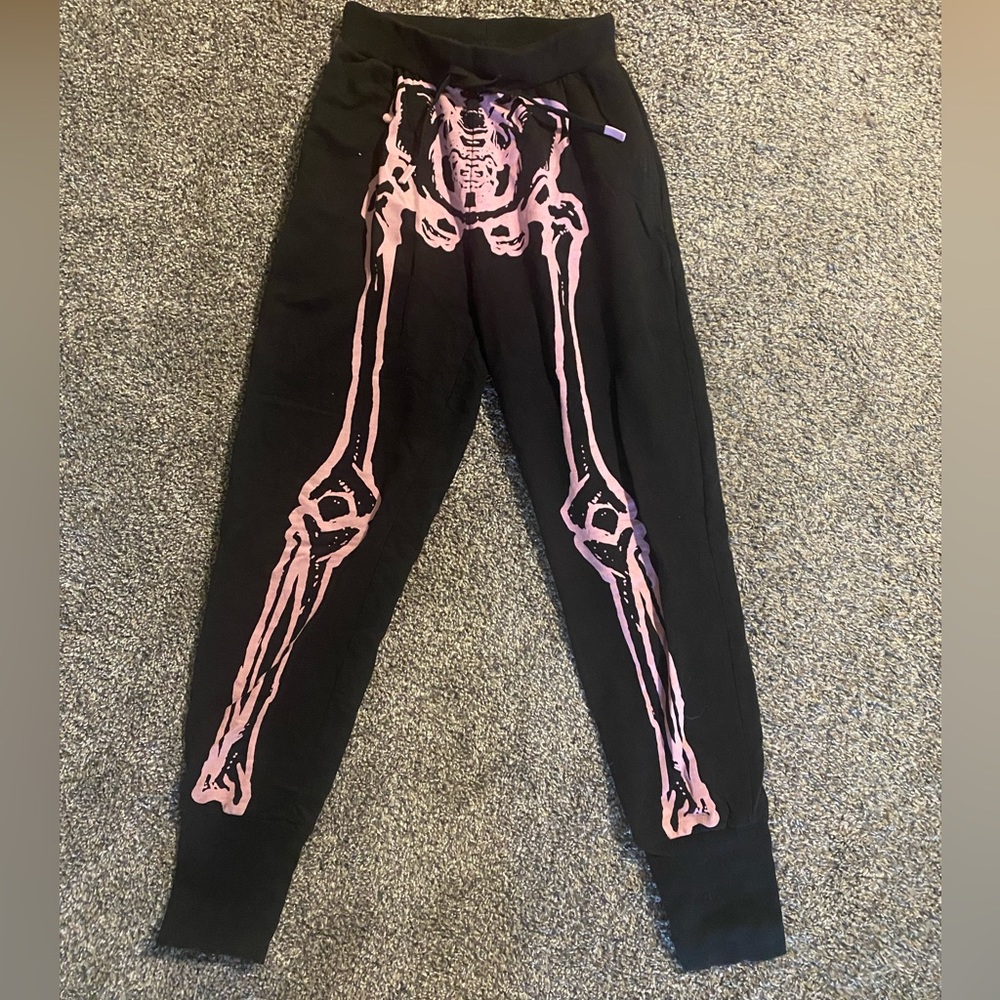 Killstar x Avril Lavigne pink skeleton joggers